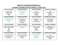 Menus de septembre et octobre 2025